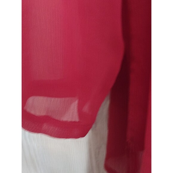 Linea By Louis Dell'Olio Red Sheer Button Front Blouse Size 1X - Picture 5 of 15